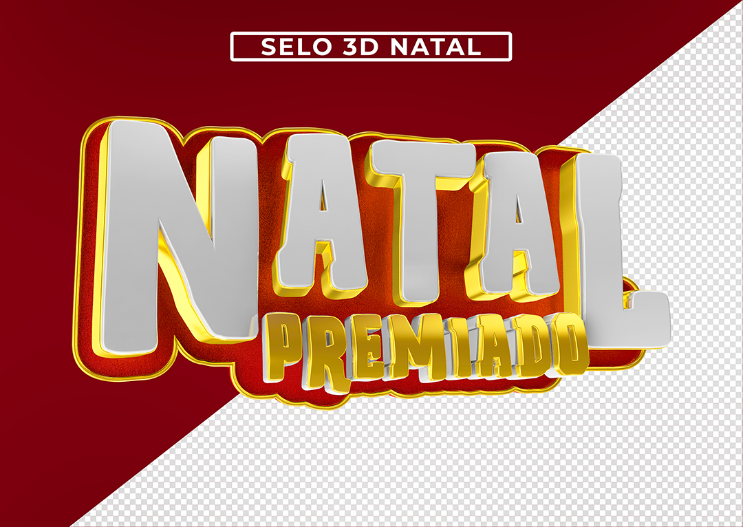 Selo 3D Natal Premiado Para Composição PSD