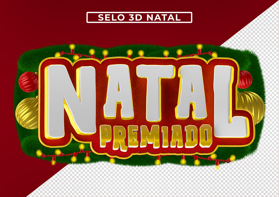 Selo 3D Natal Premiado Para Composição PSD