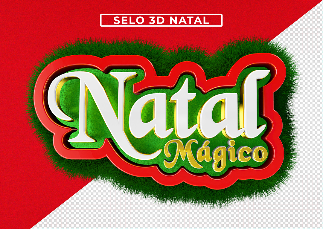 Selo 3D Natal Mágico Para Composição PSD