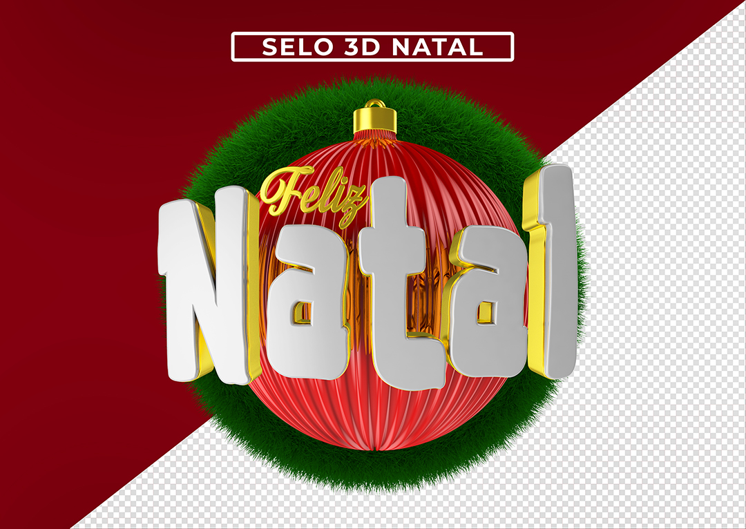 Selo 3D Feliz Natal Para Composição PSD