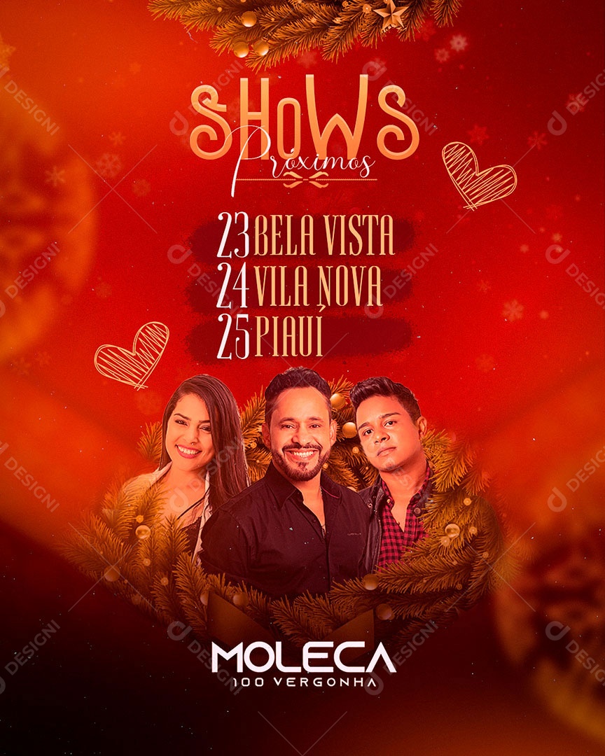 Agenda de Shows de Natal Feed PSD Editável