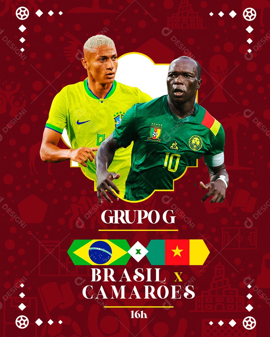 Copa do Qatar Brasil X Camarões PSD Editável