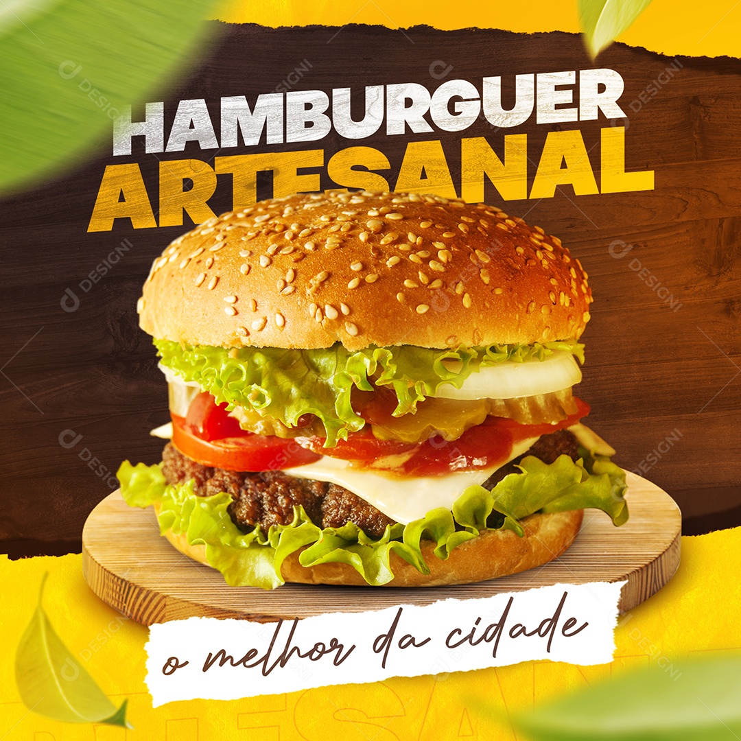 Hamburguer Artesanal o Melhor da Cidade Boteco Social Media PSD Editável