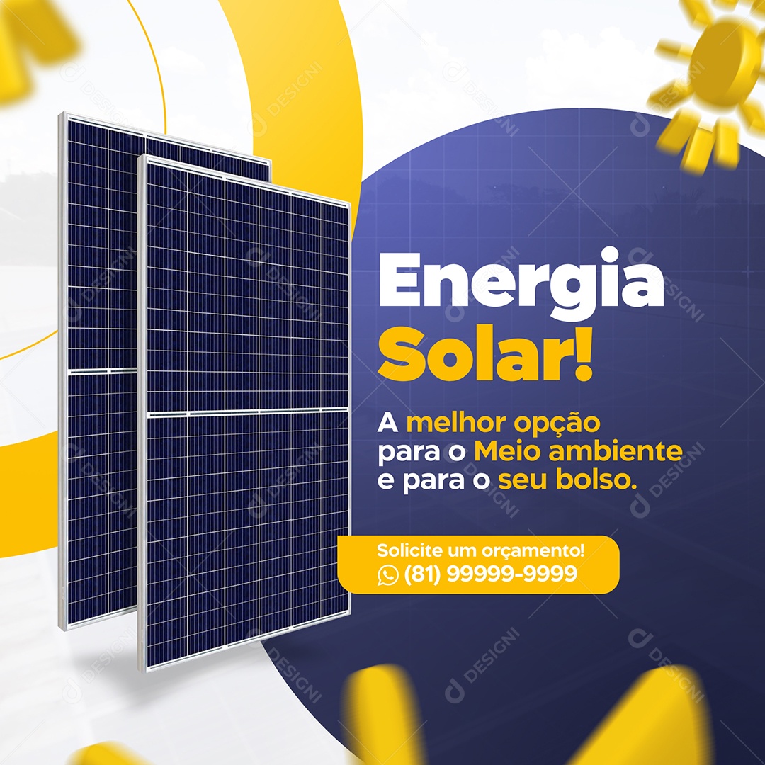 Energia Solar A Maior Opção para o Meio Ambiente Social Media PSD Editável