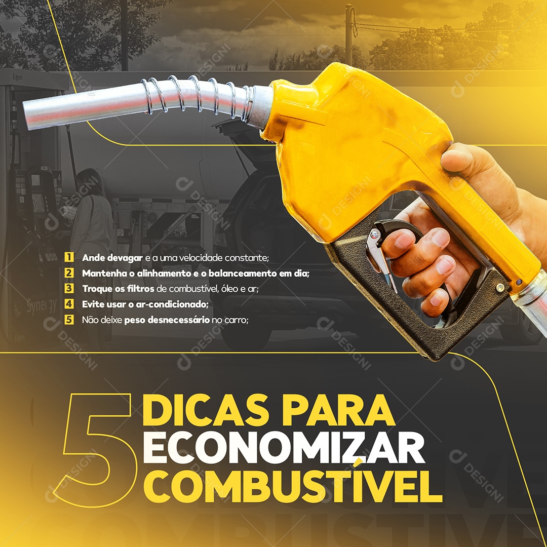 Social Media 5 Dicas para Economizar Combustível Oficina Mecânica Social Media PSD Editável