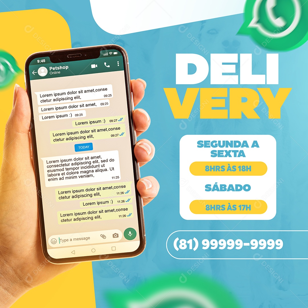 Delivery Segunda a Sexta Pet Shop Social Media PSD Editável