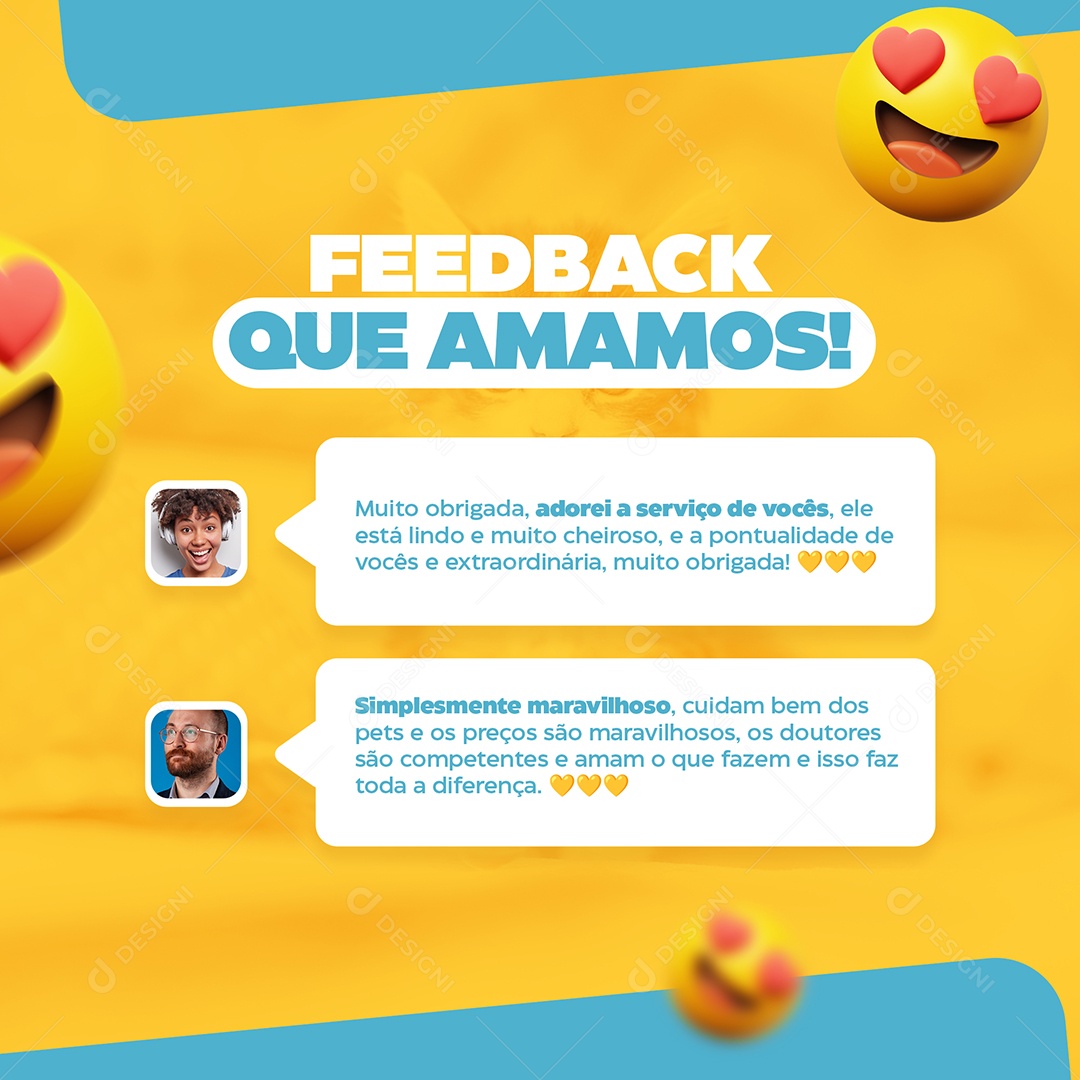 Feedback Que Amamos Pet Shop Social Media PSD Editável