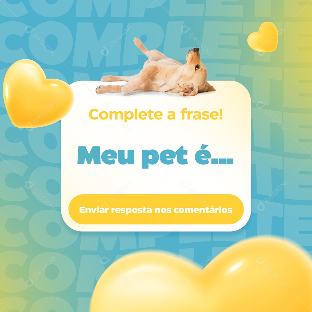 Complete a Frase Meu Pet é Pet Shop Social Media PSD Editável