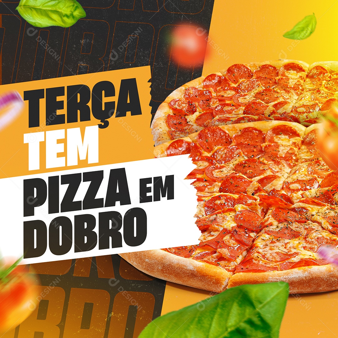 Terça tem Pizza em Dobro Pizzaria Social Media PSD Editável