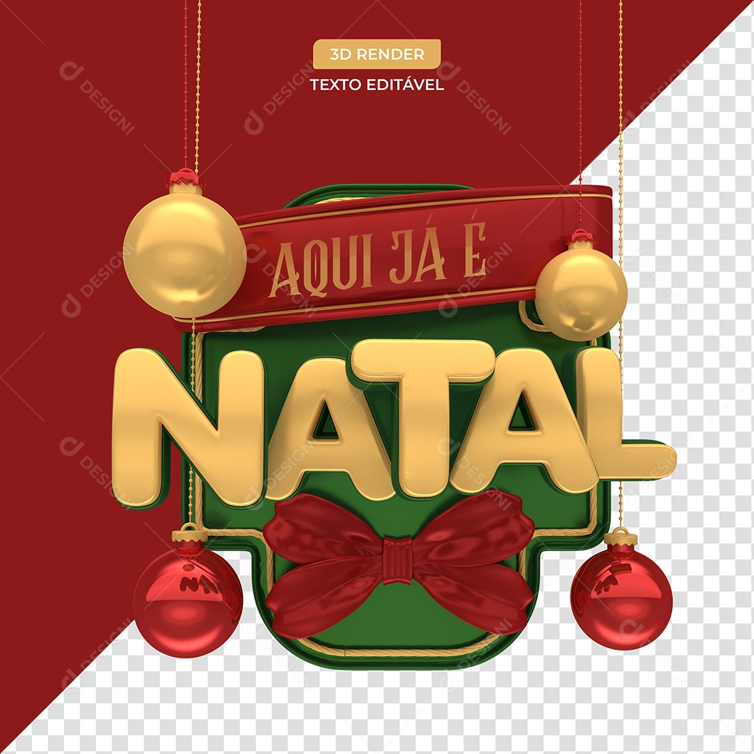 Selo 3D Para Composição Aqui Já é Natal PSD