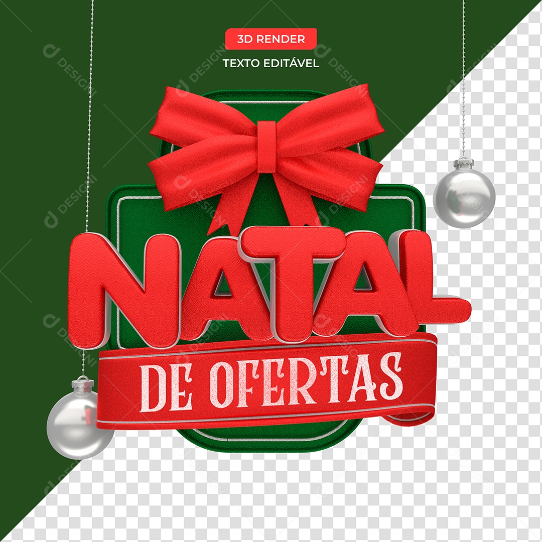 Selo 3D Para Composição Natal de Ofertas PSD
