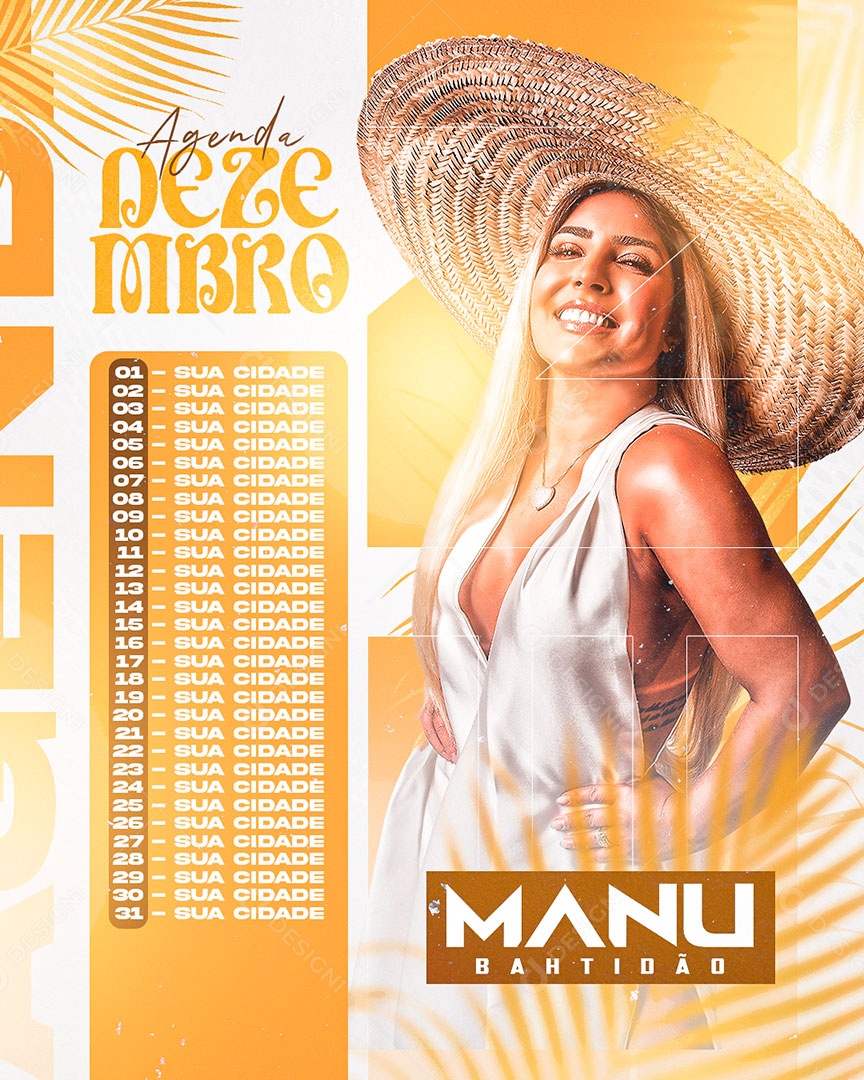 Agenda Dezembro Fim de Ano Manu Batidão Feed PSD Editável