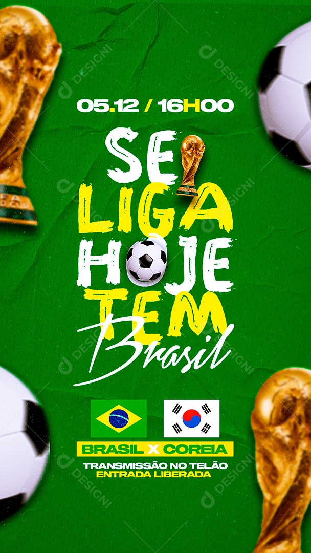 Post Se Liga Hoje Tem Brasil Stories PSD Editável