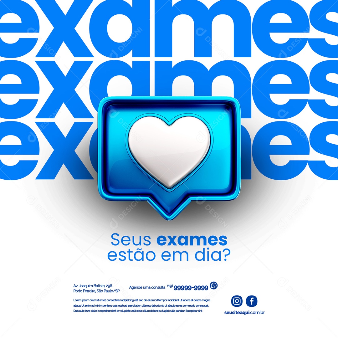 Seus Exames Estão em Dia Laboratório Social Media PSD Editável