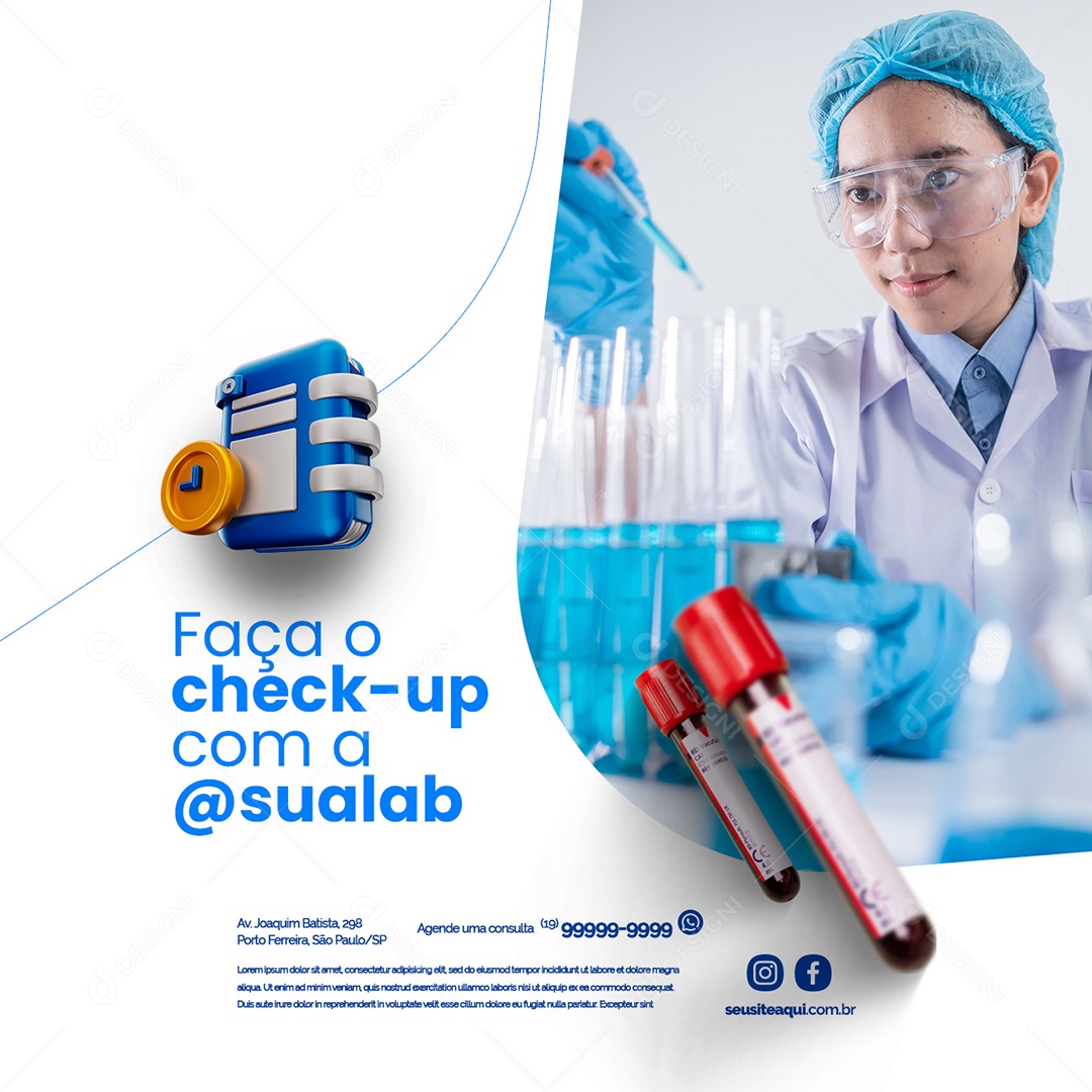 Faça o Check Up com a Laboratório Social Media PSD Editável