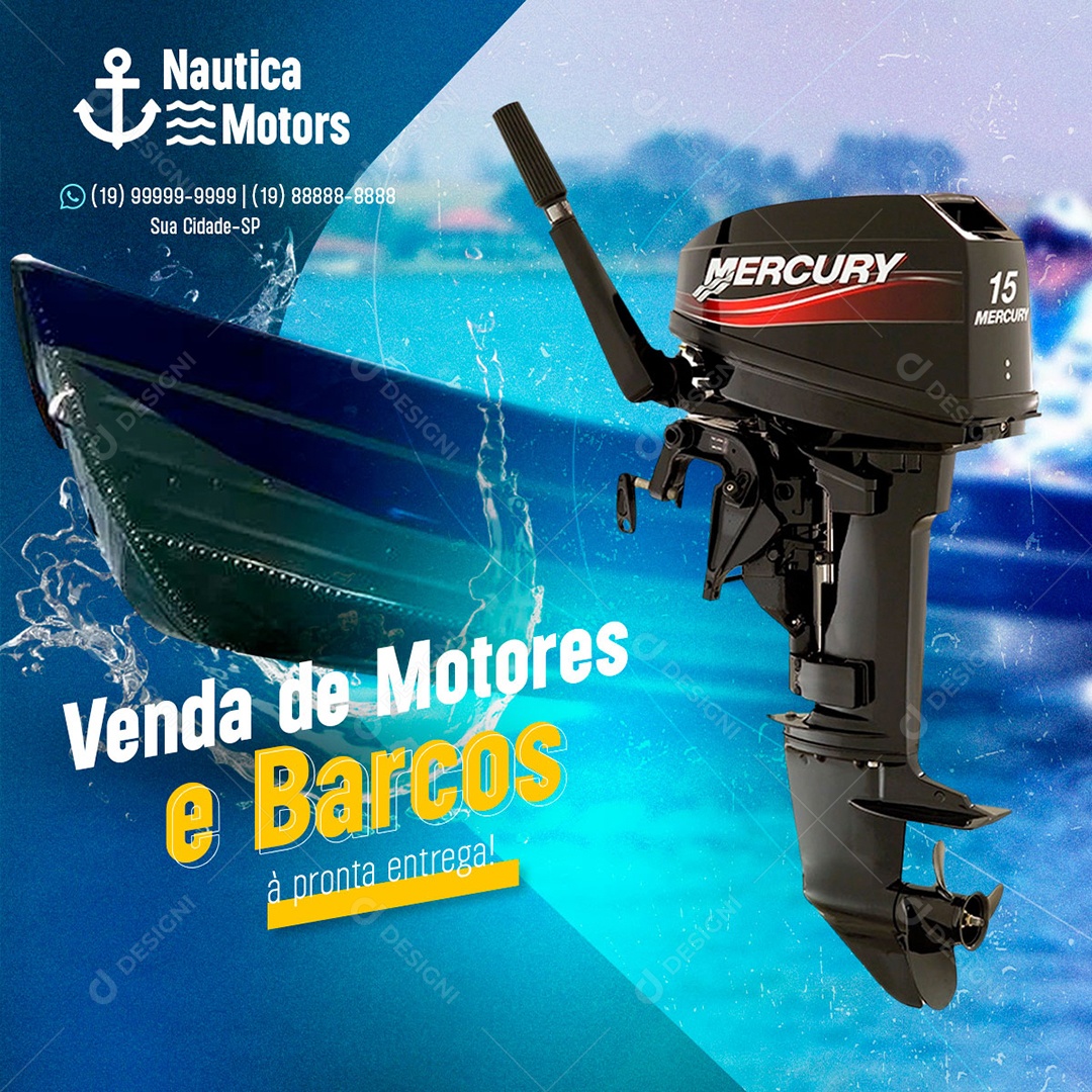 Venda de Motores e Barcos á Pronta Entrega Social Media PSD Editável