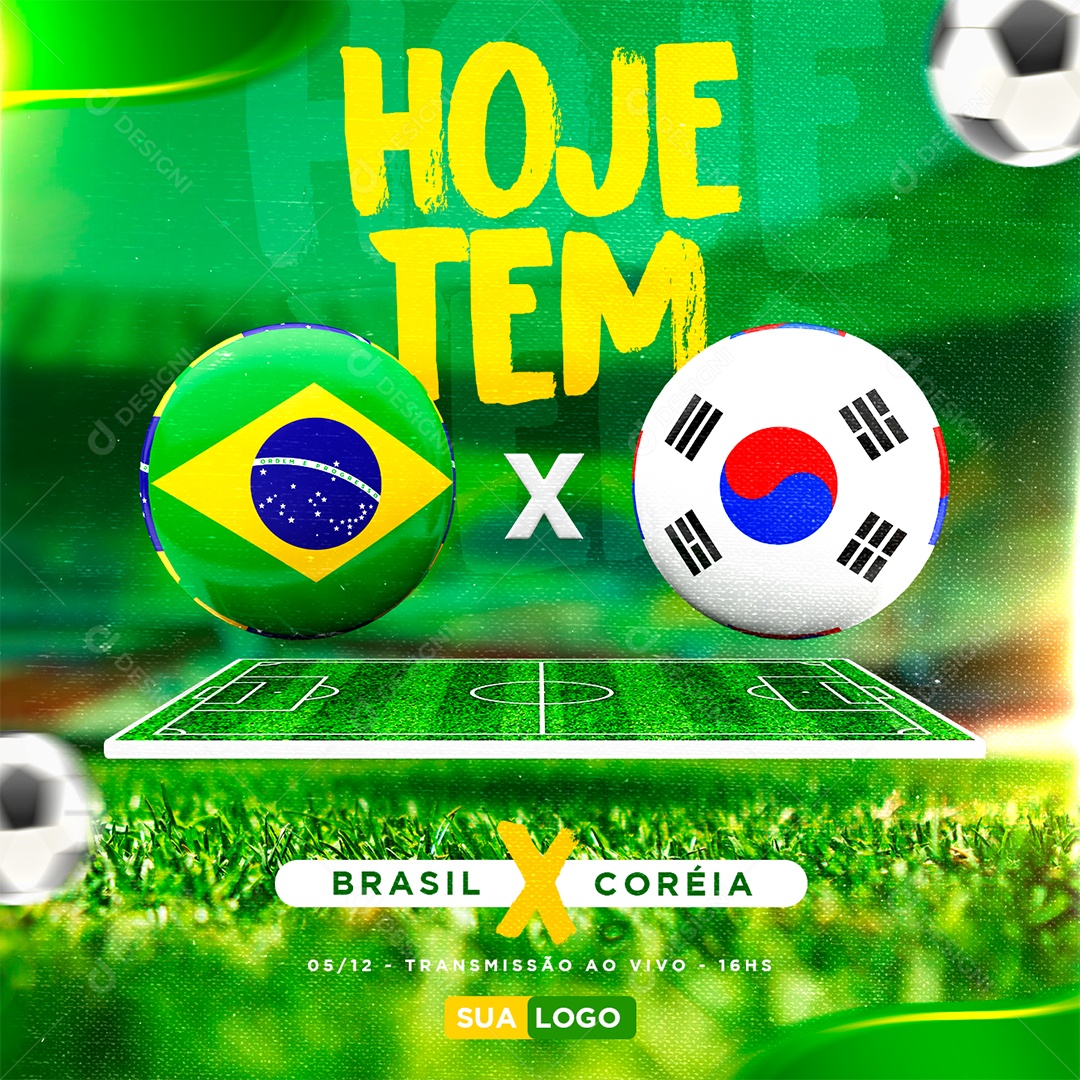 Social Media Brasil x Coreia do Sul PSD Editável