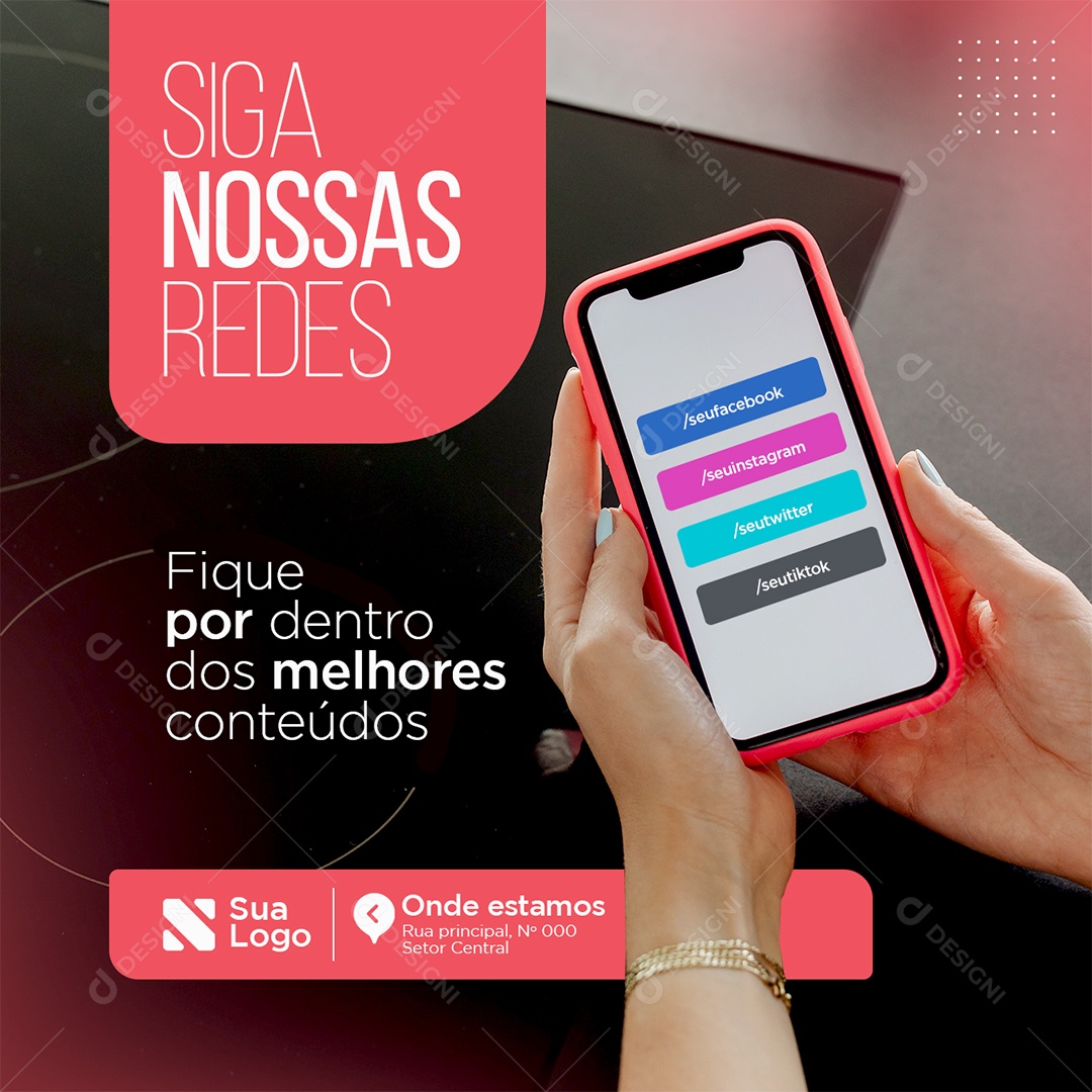 Social Media Siga Nossas Redes PSD Editável