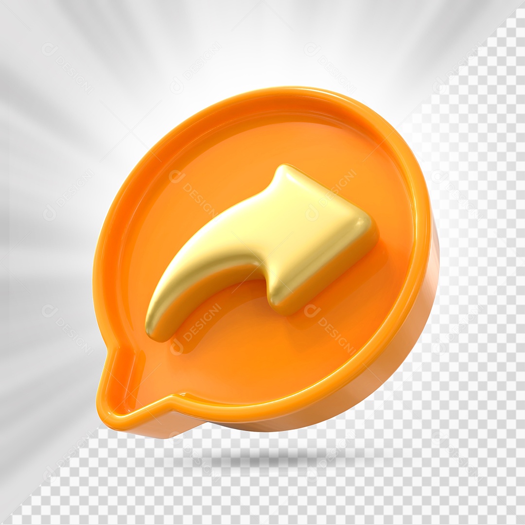 Ícone de Compartilhamento Dourado e Laranja de Redes Sociais Elemento 3D PSD