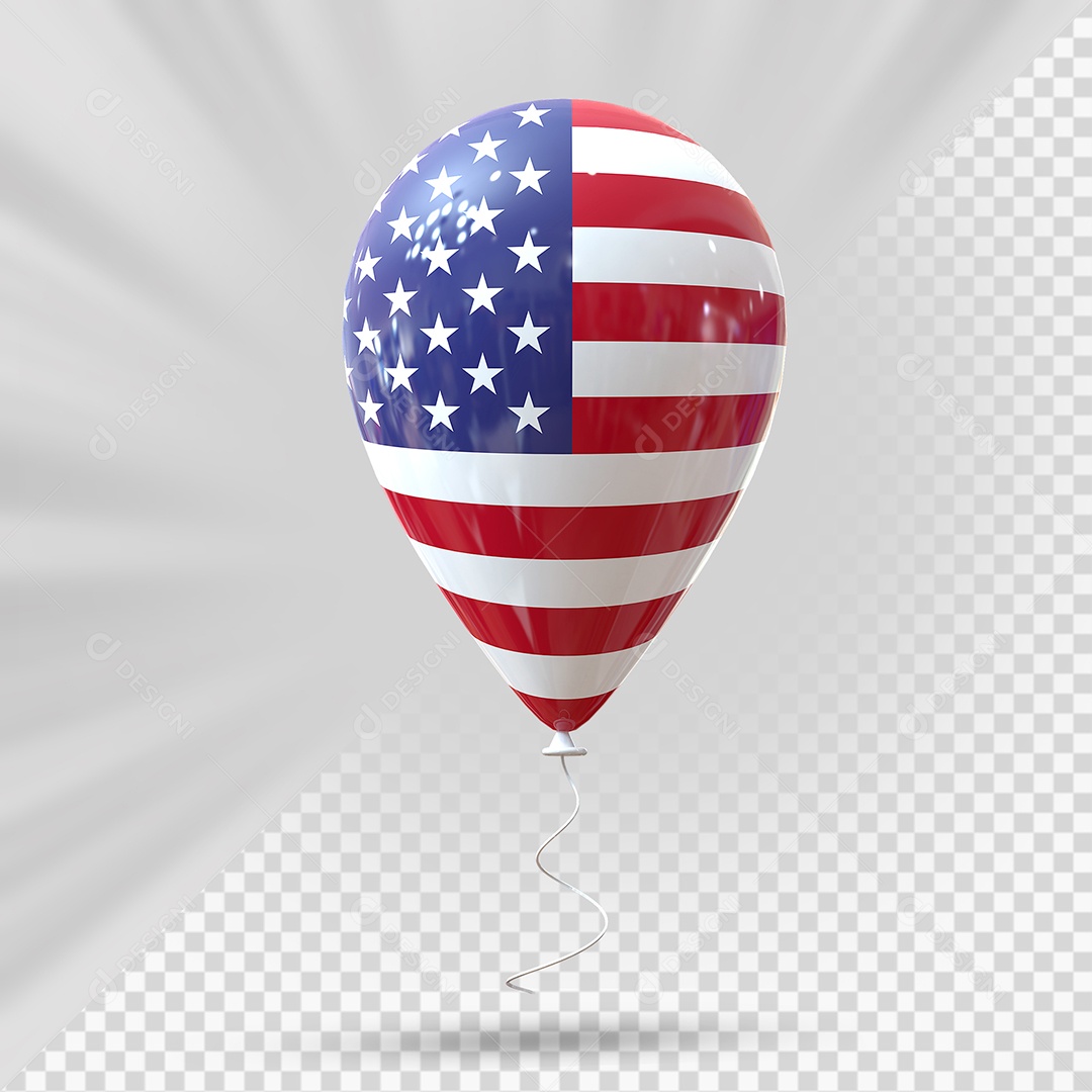 Balão dos Estados Unidos Elemento 3D Para Composição PSD