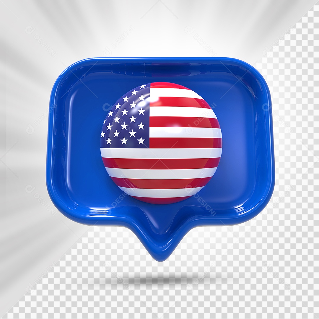 Estados Unidos Elemento 3D Azul Para Composição PSD