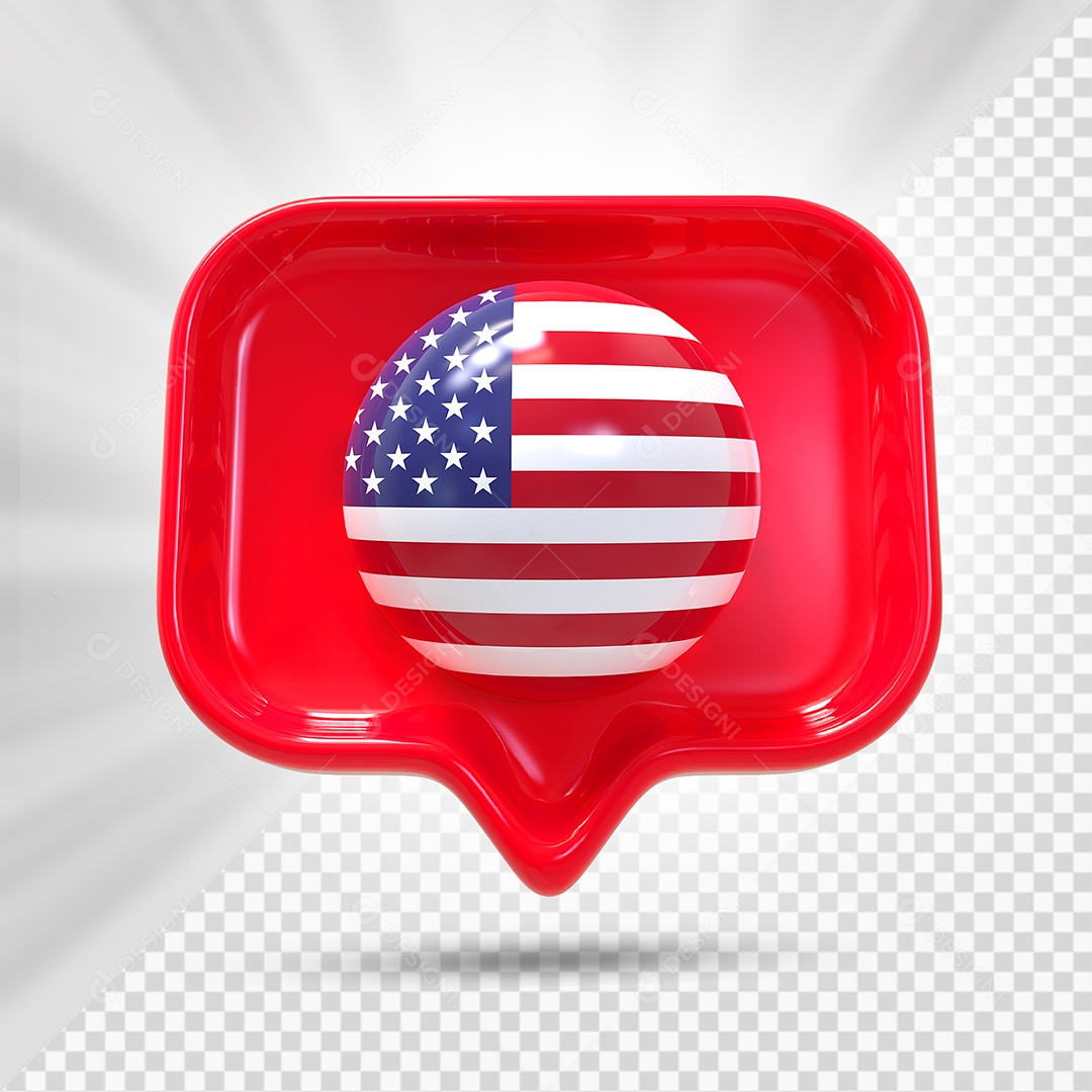 Estados Unidos Elemento 3D Vermelho Para Composição PSD