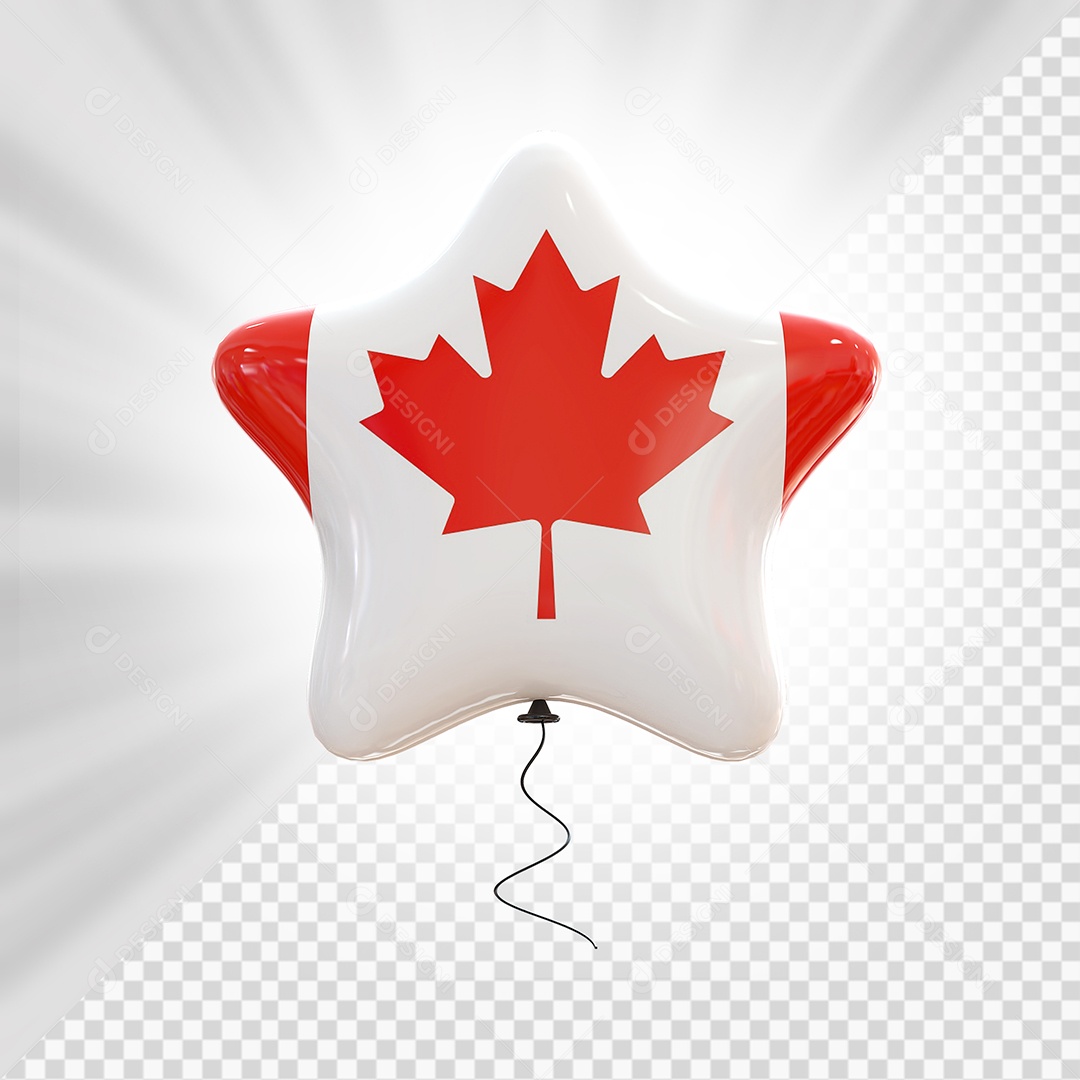 Canadá Elemento 3D Forma de Estrela Para Composição PSD