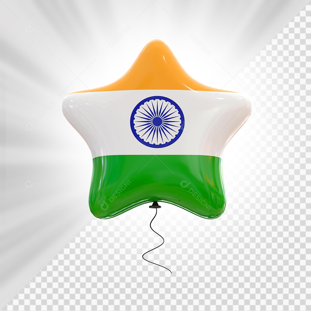 Ícone da Índia Elemento 3D Forma de Estrela para Composição PSD