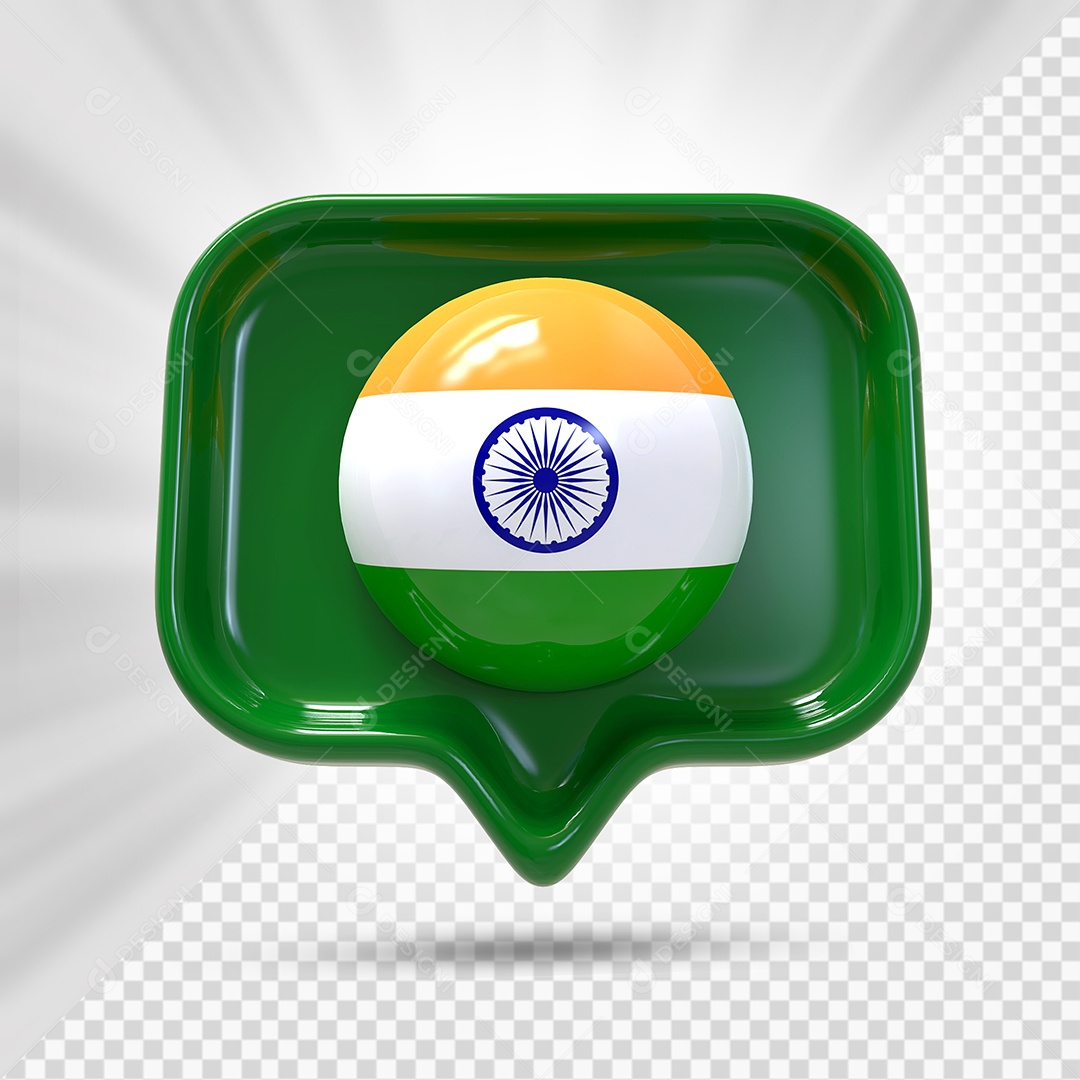 Ícone da Índia Elemento 3D Verde para Composição PSD