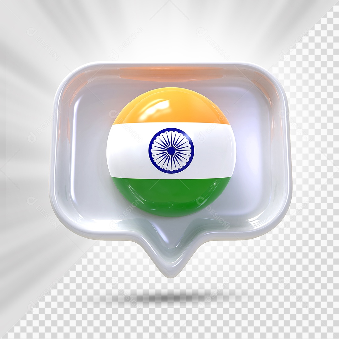 Ícone da Índia Elemento 3D Cinza para Composição PSD