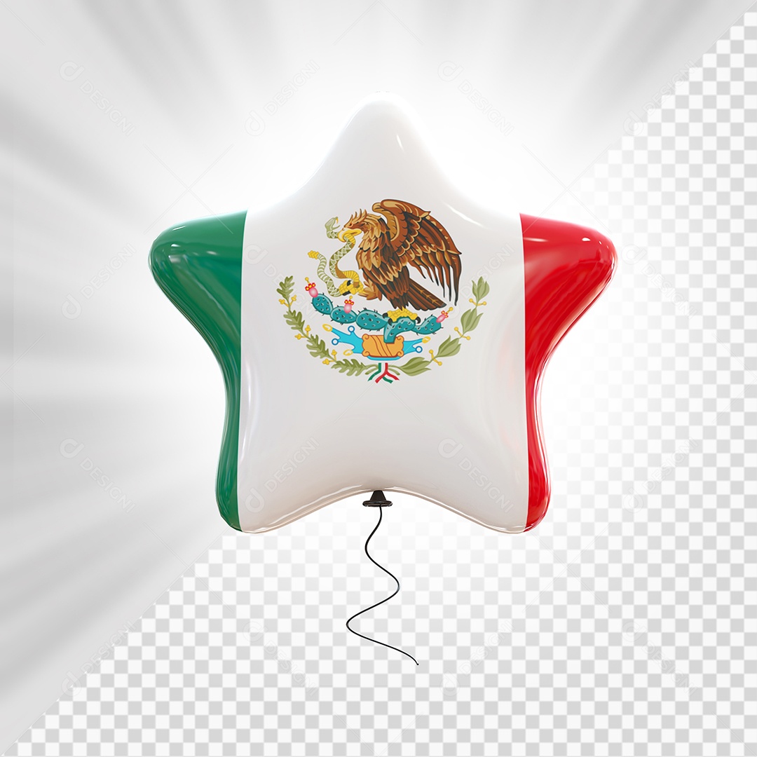Ícone do México Elemento 3D Forma de Estrela para Composição PSD