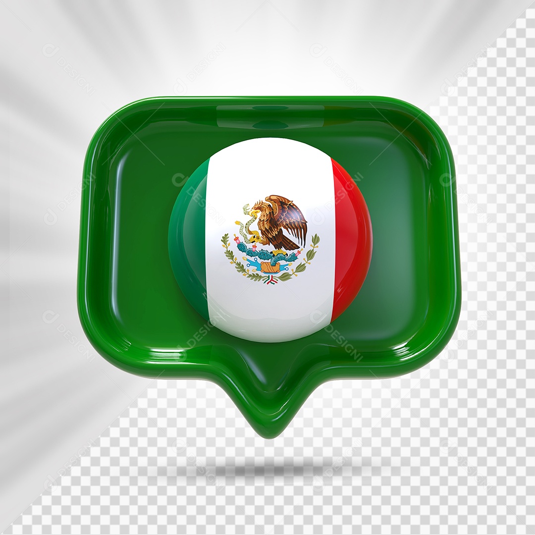 Ícone do México Elemento 3D Verde para Composição PSD