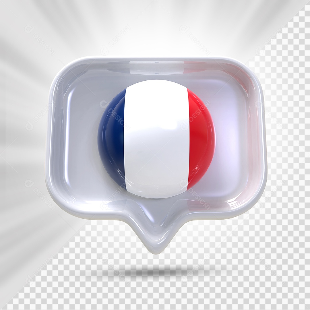 Ícone da França Elemento 3D Cinza para Composição PSD
