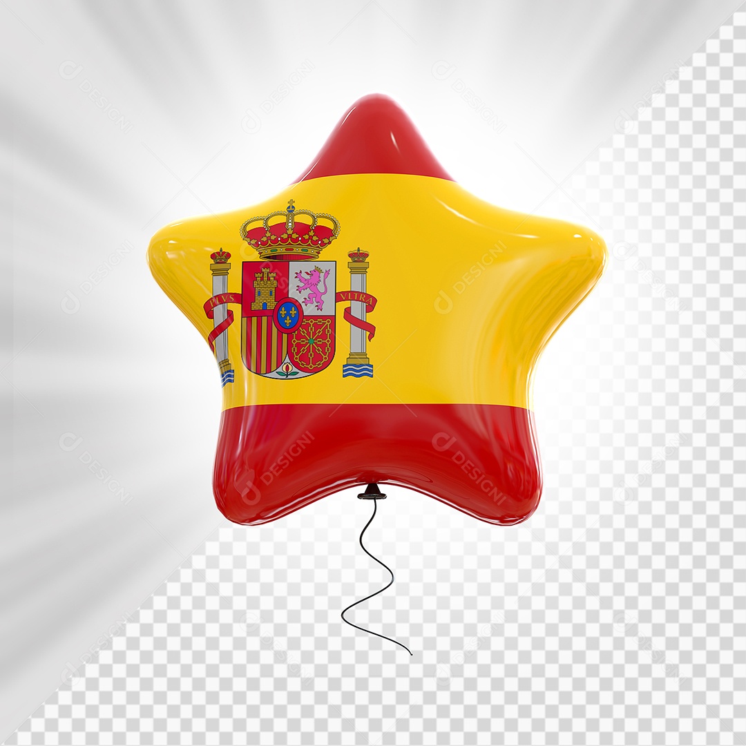 Ícone da Espanha Elemento 3D Estrela para Composição PSD