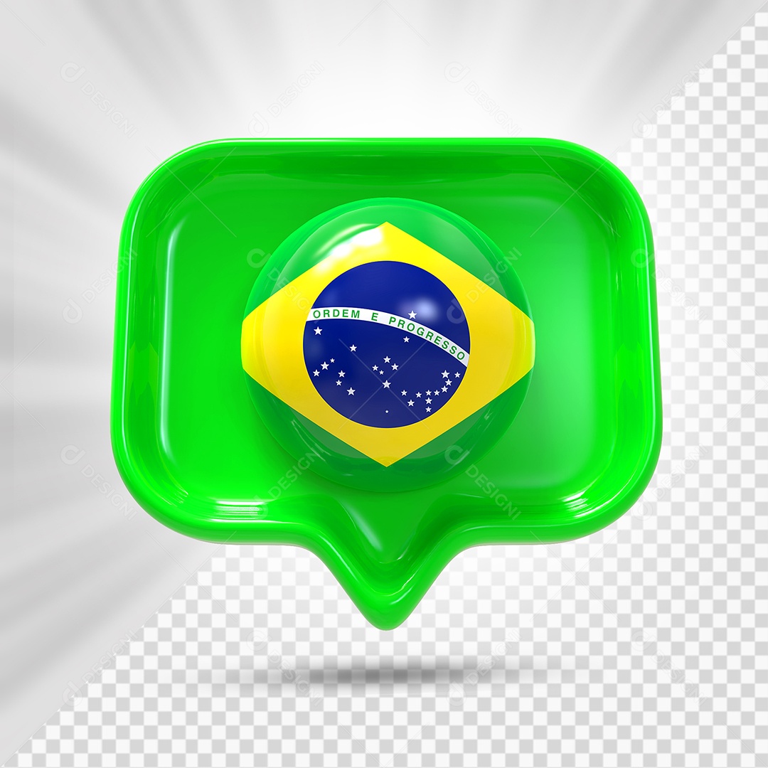 Ícone do Brasil Elemento 3D Verde para Composição PSD