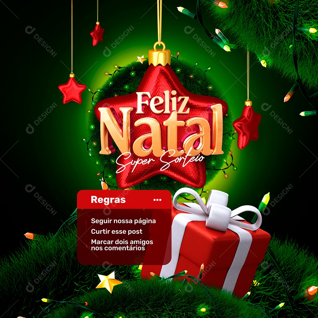 Poster Super Sorteio de Natal PSD Editável