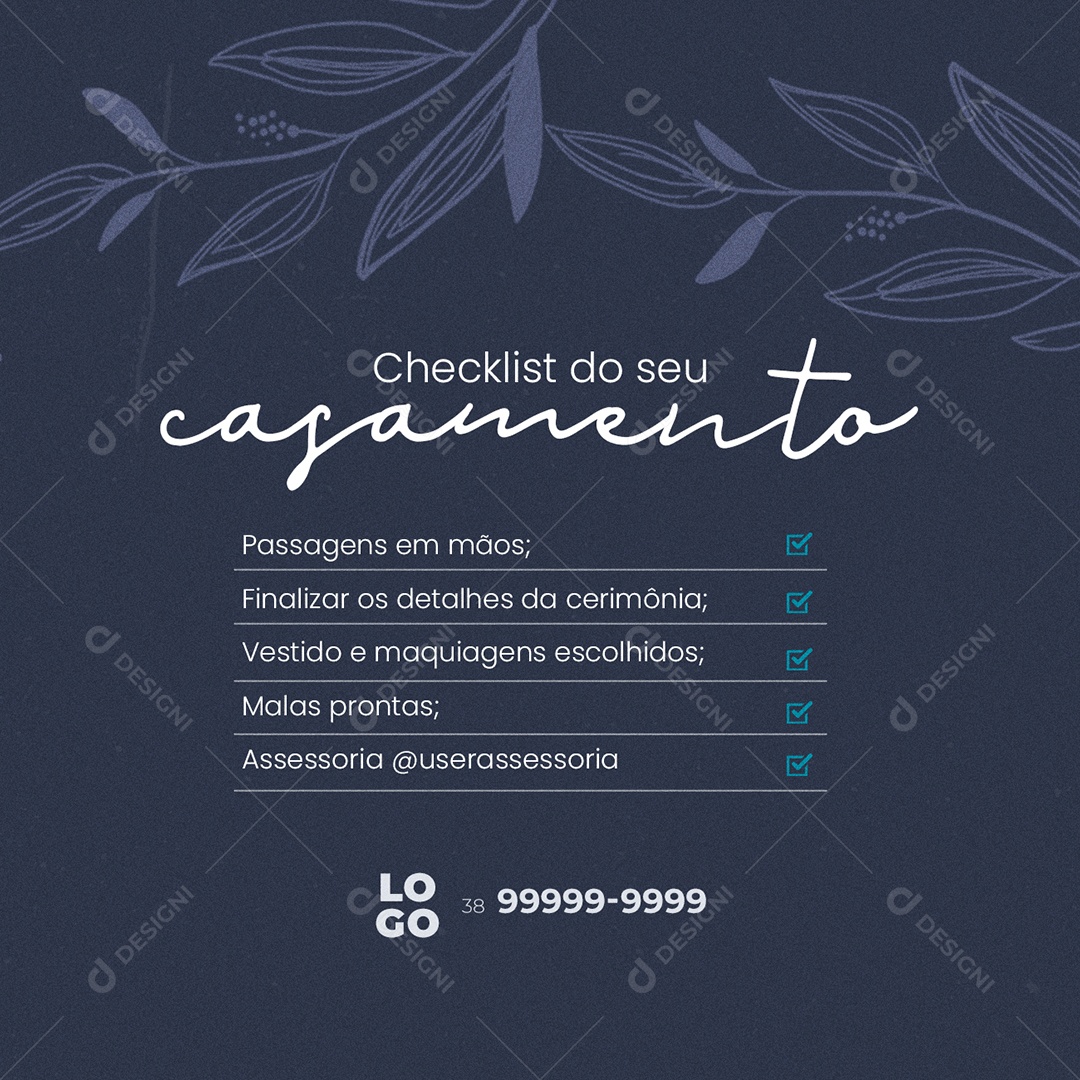 Checklst do Seu Casamento Assessoria de Casamento Social Media PSD Editável