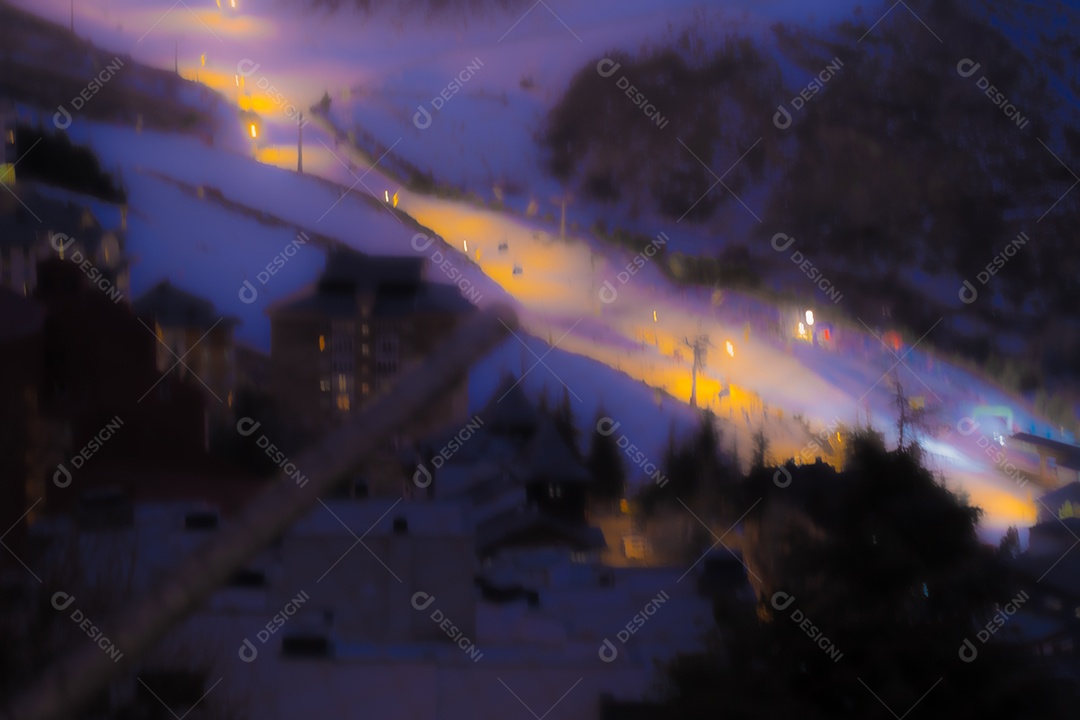 Esqui de montanha à noite - Pradollano, Sierra Nevada, Espanha