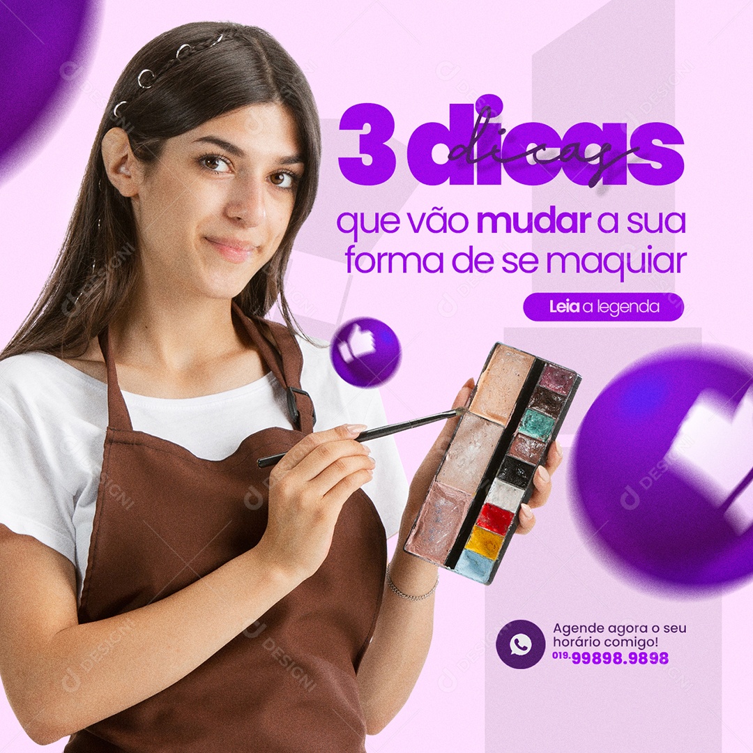 Maquiadora 3 Dicas Social Media PSD Editável