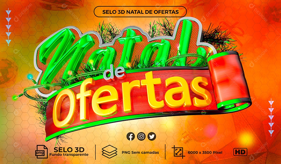 Selo 3D Natal de Ofertas PNG Transparente Sem Fundo