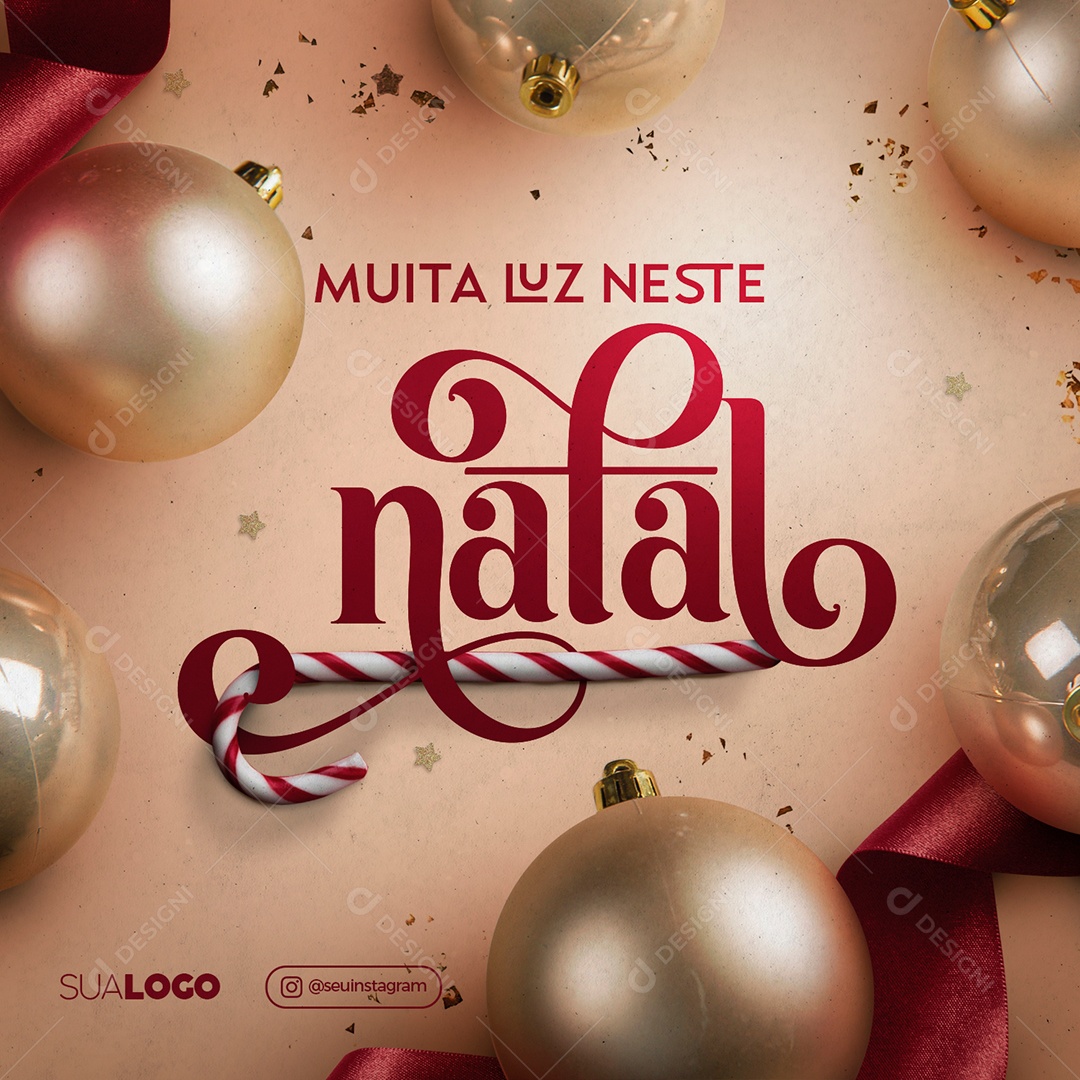 Post Muita Luz Neste Natal Social Media PSD Editável