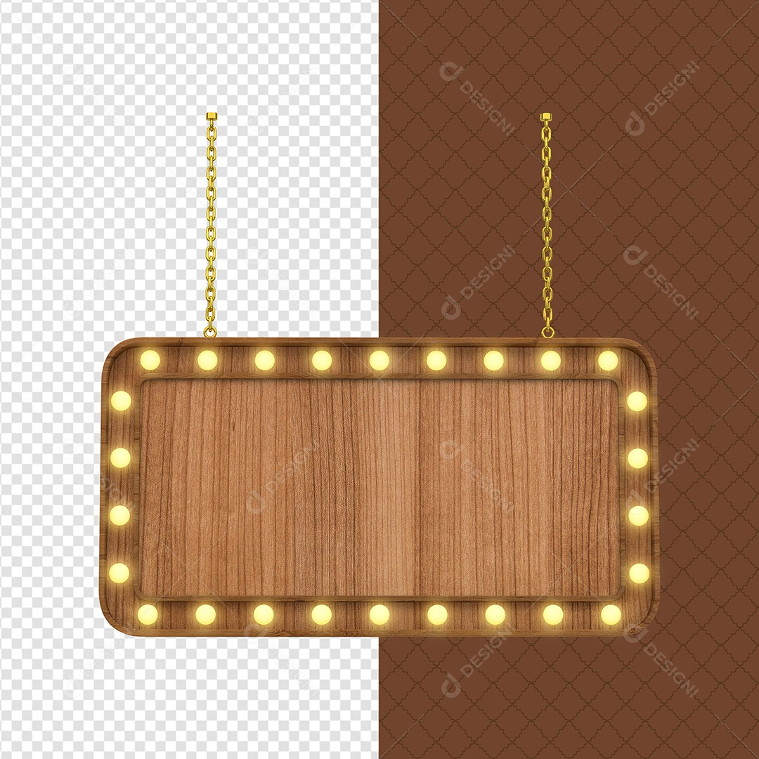 Placa de Madeira 3D com Luzes Elemento Para Composição PSD
