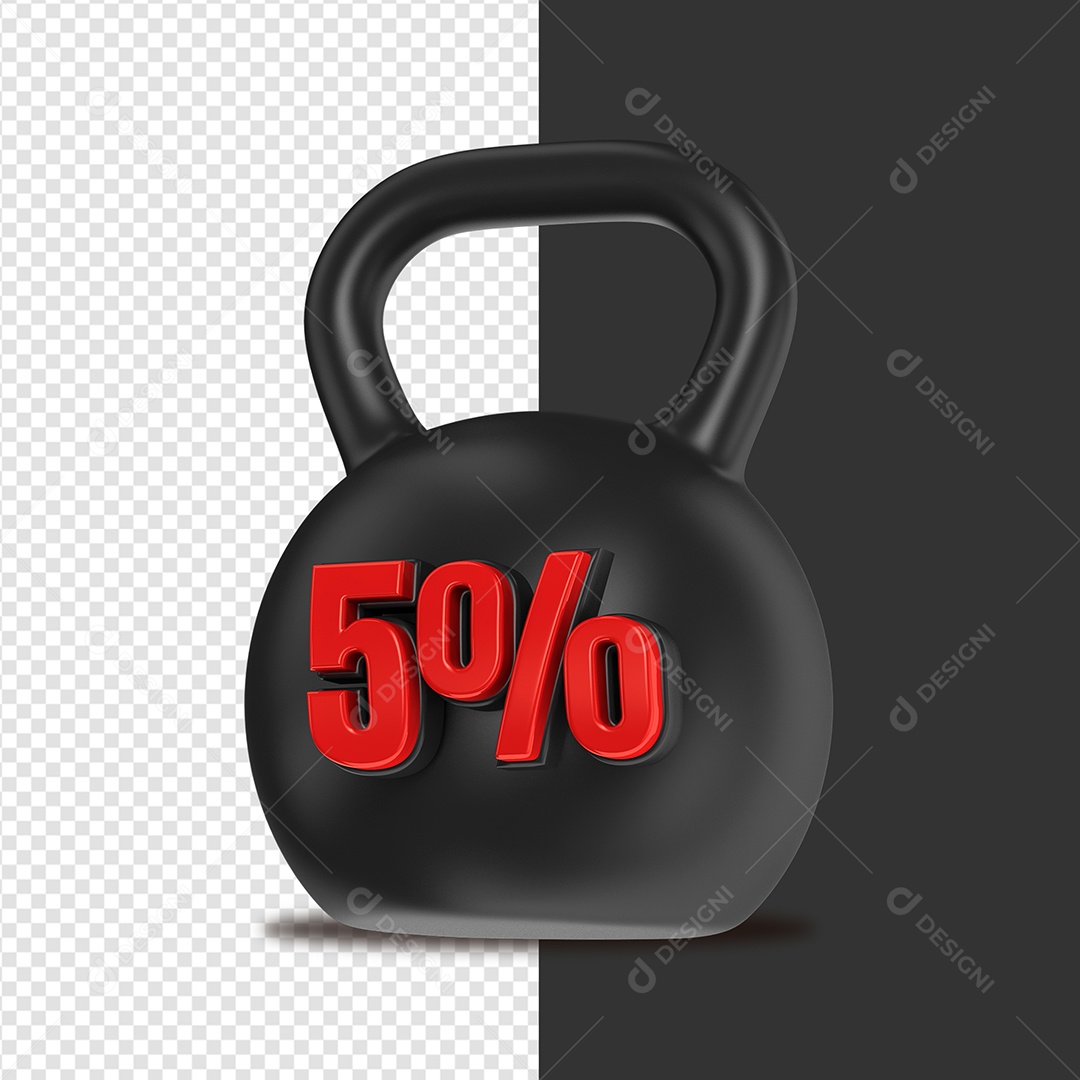 Peso de Desconto 5% Elemento 3D para Composição PSD