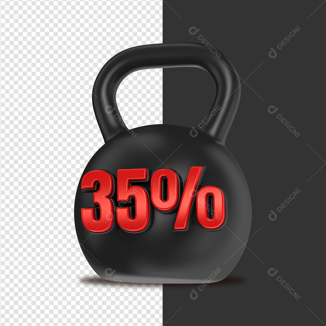 Peso de Desconto 35% Elemento 3D para Composição PSD