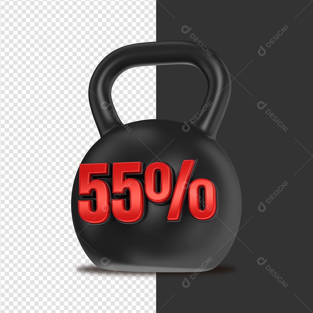 Peso de Desconto 55% Elemento 3D para Composição PSD