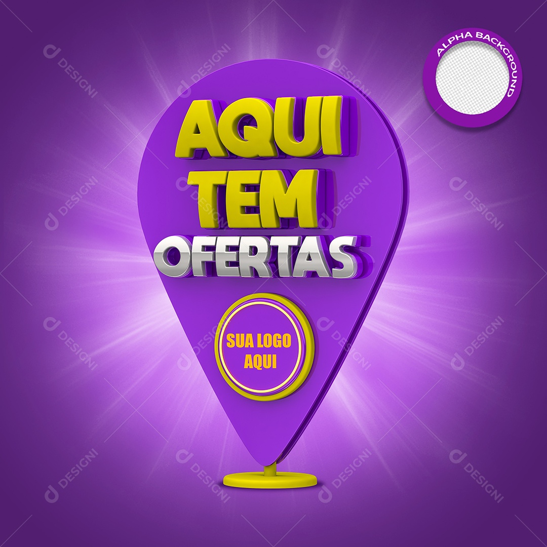 Here you have Offers Purple 3D Stamp for Compositing PSD