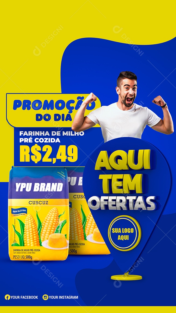 Story Promoção do Dia Aqui tem Ofertas Supermercado Social Media PSD Editável