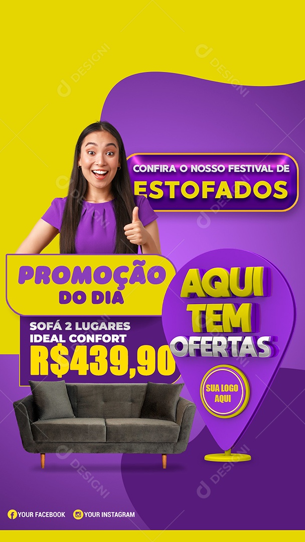Story Promoção do Dia Aqui tem Ofertas Eletrodoméstico Social Media PSD Editável