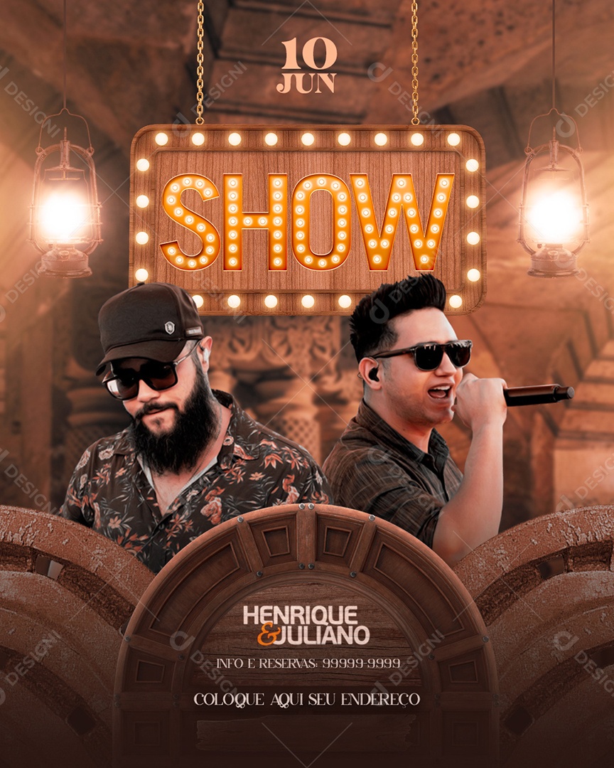 Show Henrique & Juliano Flyer Social Media PSD Editável