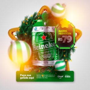 Distribuidora Barril Heineken Feliz Natal Social Media PSD Editável